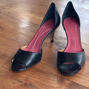 Vintage Kate Spade Black Peep Toe Kitten Heel Pumps